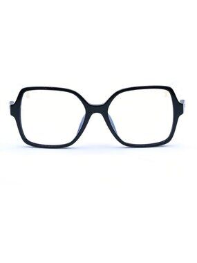 Chanel Optical CC Logo Square Shape Sunglasses Black Frame Blue Lens